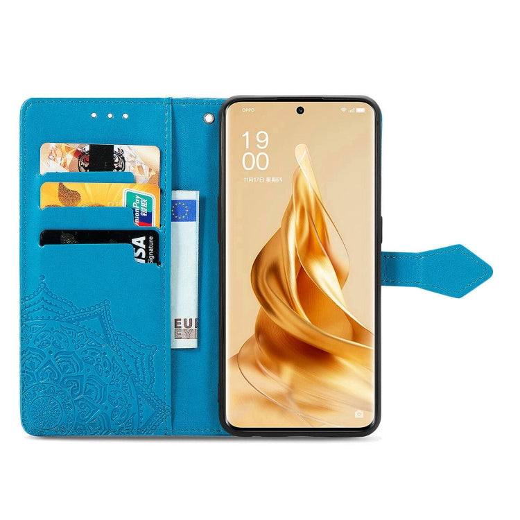 For OPPO Reno9 Mandala Flower Embossed Leather Phone Case