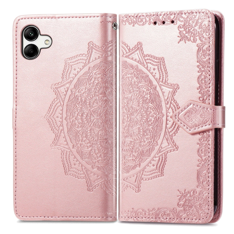 For Samsung Galaxy A04 Mandala Flower Embossed Leather Phone Case