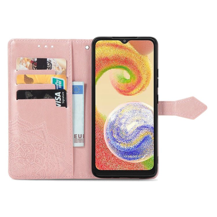 For Samsung Galaxy A04 Mandala Flower Embossed Leather Phone Case
