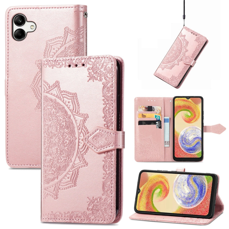 For Samsung Galaxy A04 Mandala Flower Embossed Leather Phone Case