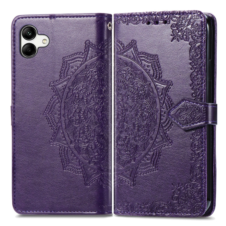 For Samsung Galaxy A04 Mandala Flower Embossed Leather Phone Case