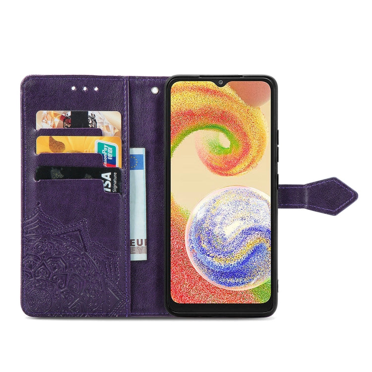 For Samsung Galaxy A04 Mandala Flower Embossed Leather Phone Case