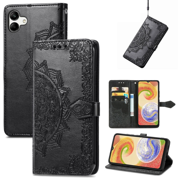For Samsung Galaxy A04 Mandala Flower Embossed Leather Phone Case