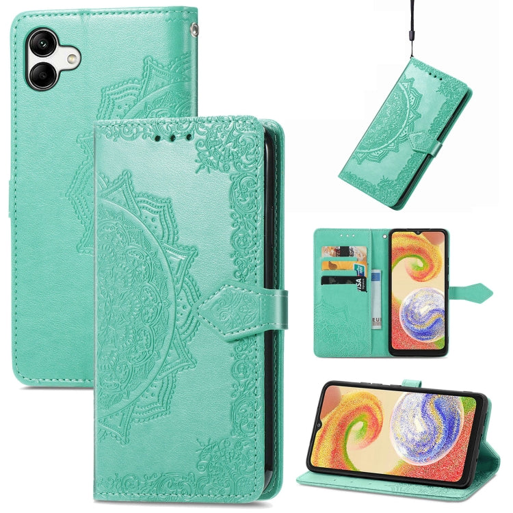 For Samsung Galaxy A04 Mandala Flower Embossed Leather Phone Case