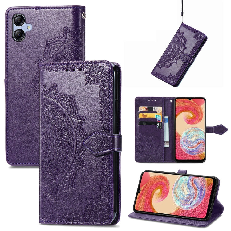 For Samsung Galaxy A04e Mandala Flower Embossed Leather Phone Case