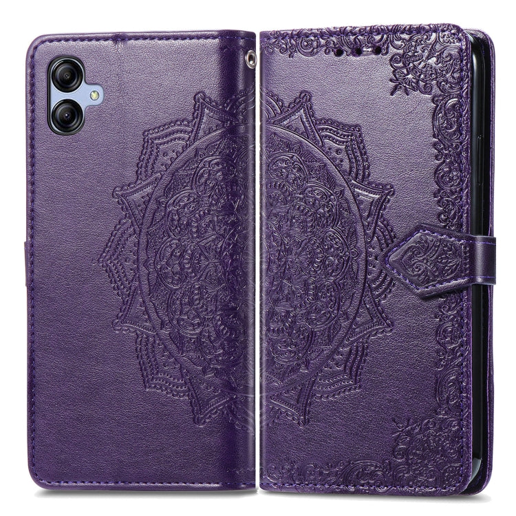 For Samsung Galaxy A04e Mandala Flower Embossed Leather Phone Case
