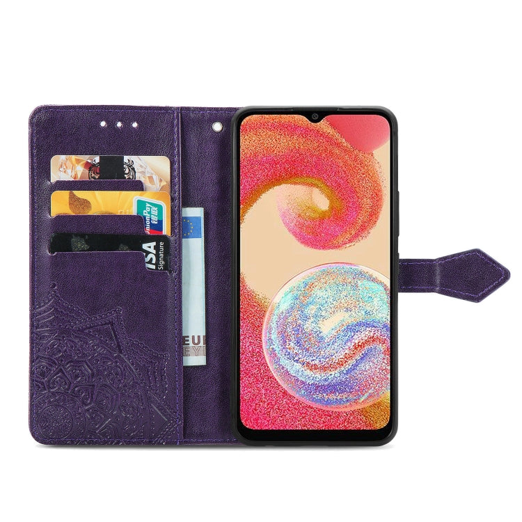 For Samsung Galaxy A04e Mandala Flower Embossed Leather Phone Case