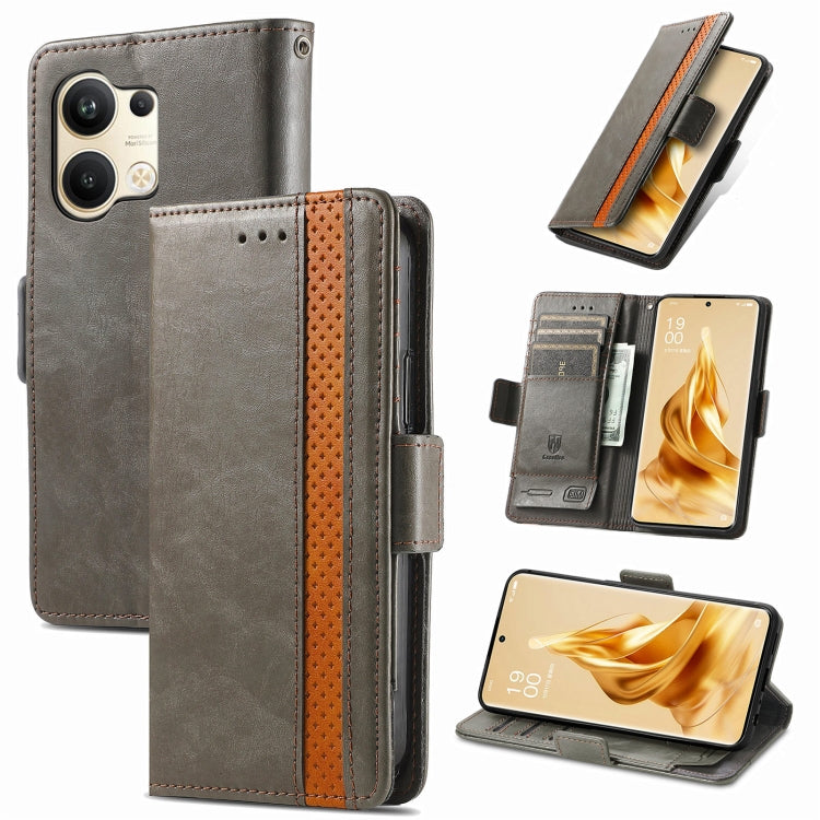 For OPPO Reno9 CaseNeo Splicing Dual Magnetic Buckle Leather Phone Case