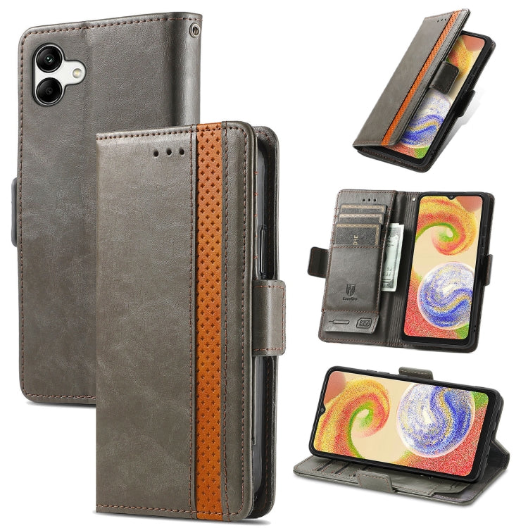 For Samsung Galaxy A04 CaseNeo Splicing Dual Magnetic Buckle Leather Phone Case