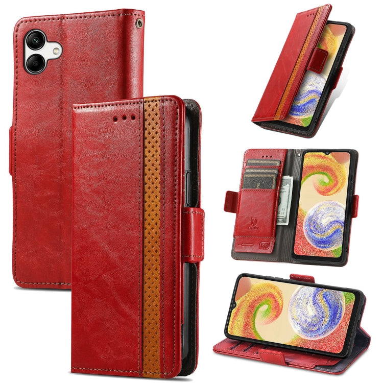 For Samsung Galaxy A04 CaseNeo Splicing Dual Magnetic Buckle Leather Phone Case