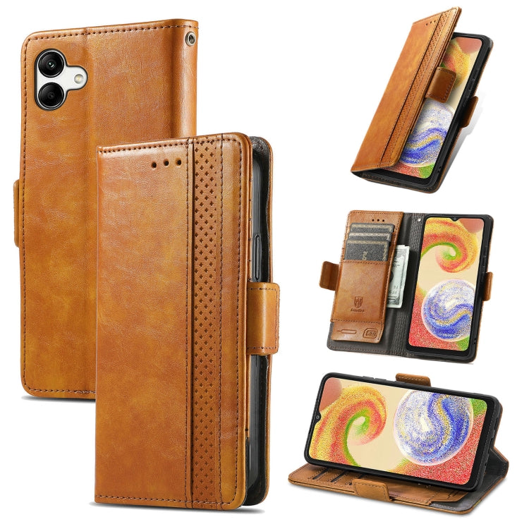 For Samsung Galaxy A04 CaseNeo Splicing Dual Magnetic Buckle Leather Phone Case