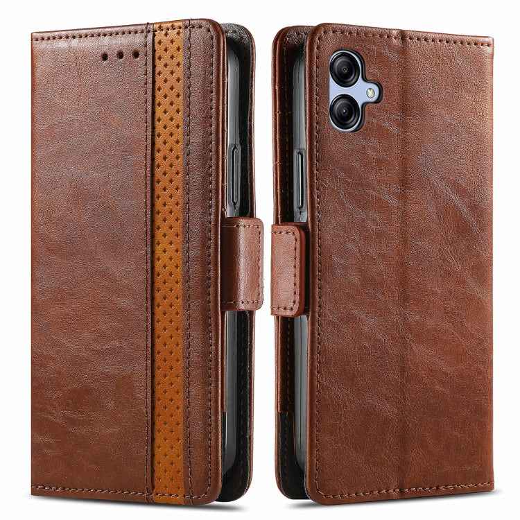For Samsung Galaxy A04e CaseNeo Splicing Dual Magnetic Buckle Leather Phone Case