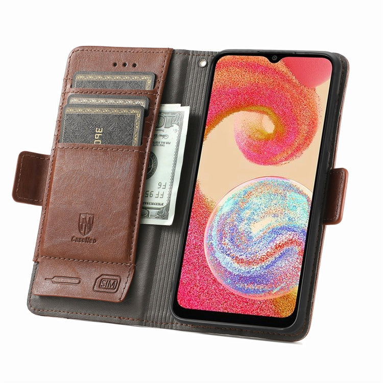 For Samsung Galaxy A04e CaseNeo Splicing Dual Magnetic Buckle Leather Phone Case