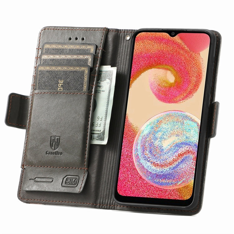 For Samsung Galaxy A04e CaseNeo Splicing Dual Magnetic Buckle Leather Phone Case