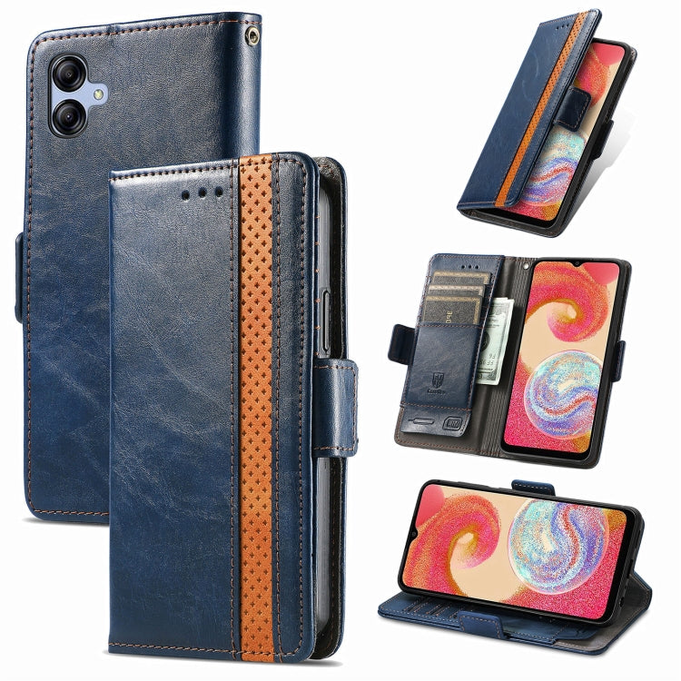 For Samsung Galaxy A04e CaseNeo Splicing Dual Magnetic Buckle Leather Phone Case