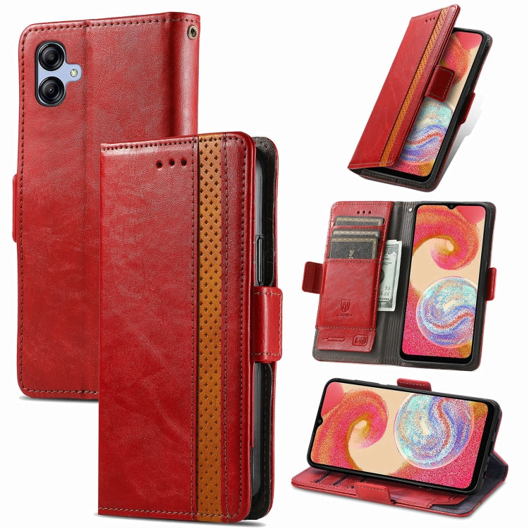 For Samsung Galaxy A04e CaseNeo Splicing Dual Magnetic Buckle Leather Phone Case