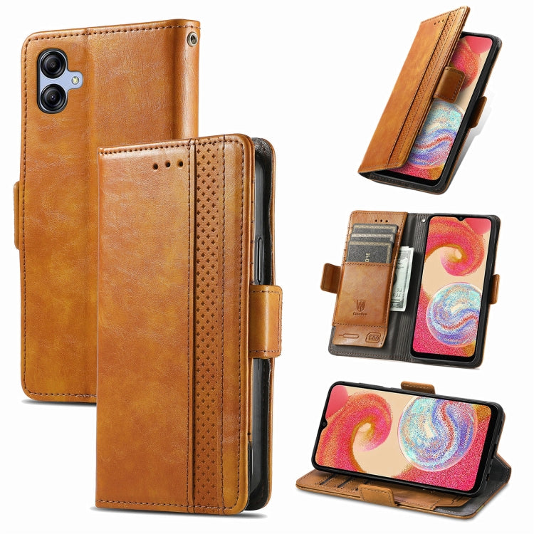 For Samsung Galaxy A04e CaseNeo Splicing Dual Magnetic Buckle Leather Phone Case