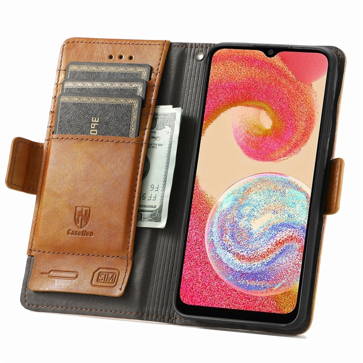 For Samsung Galaxy A04e CaseNeo Splicing Dual Magnetic Buckle Leather Phone Case