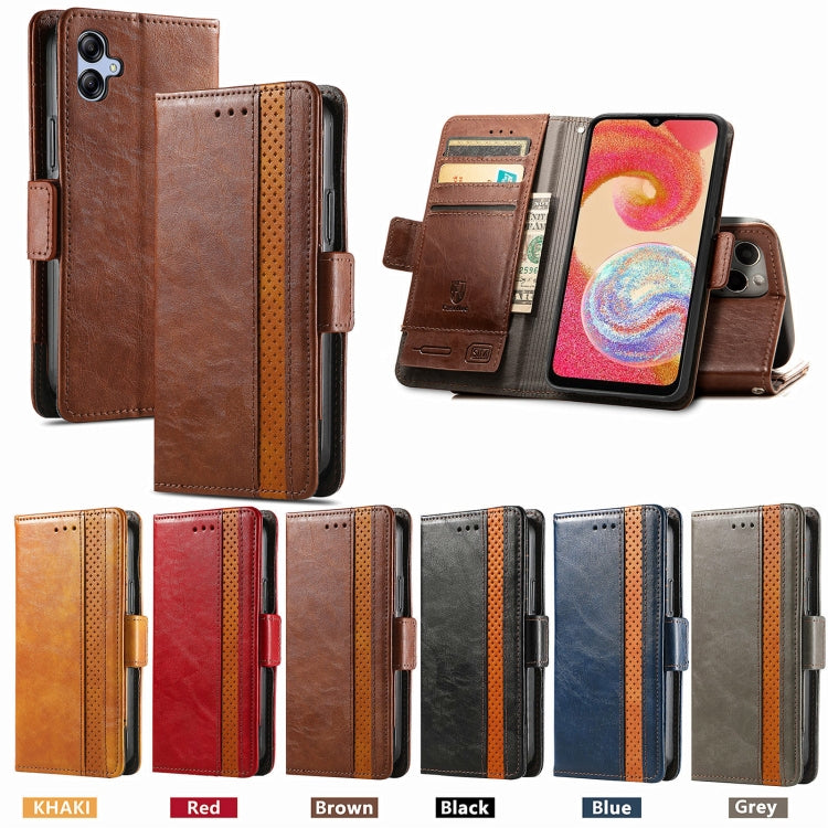 For Samsung Galaxy A04e CaseNeo Splicing Dual Magnetic Buckle Leather Phone Case