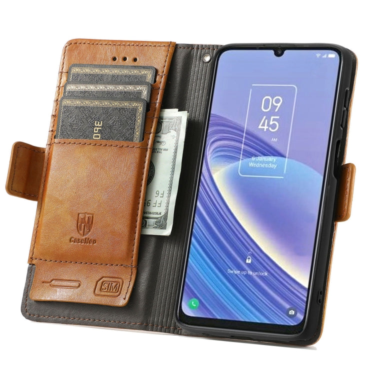 For TCL 40 SE CaseNeo Splicing Dual Magnetic Buckle Leather Phone Case