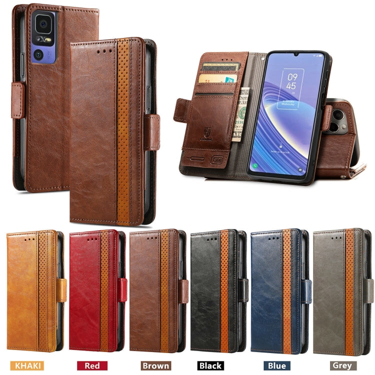 For TCL 40 SE CaseNeo Splicing Dual Magnetic Buckle Leather Phone Case