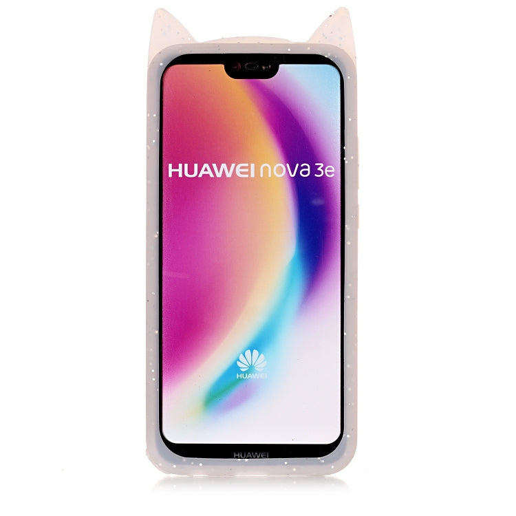 Lovely 3D Moustache Cat Soft Silicone Back Case for Huawei P20 Lite / Nova 3e