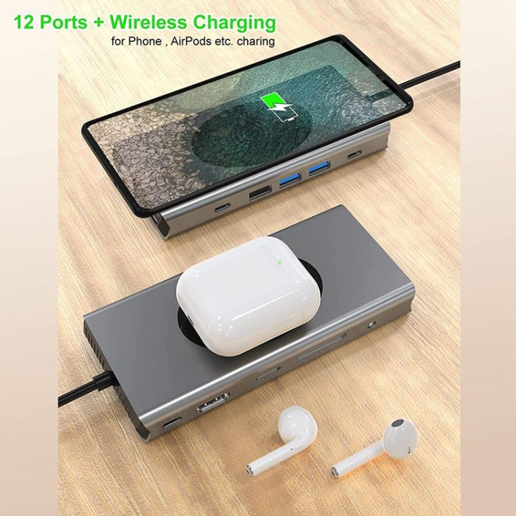 13 in 1 100W PD USB C Hub Multiport Adapter with Wireless Charger