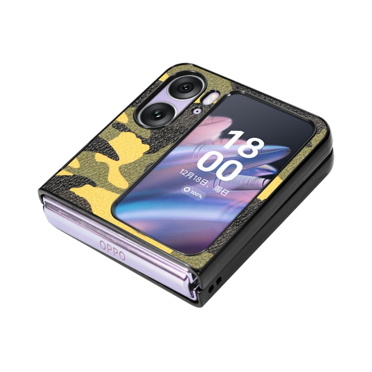 For OPPO Find N2 Flip Camouflage Leather Back Cover Phone Case