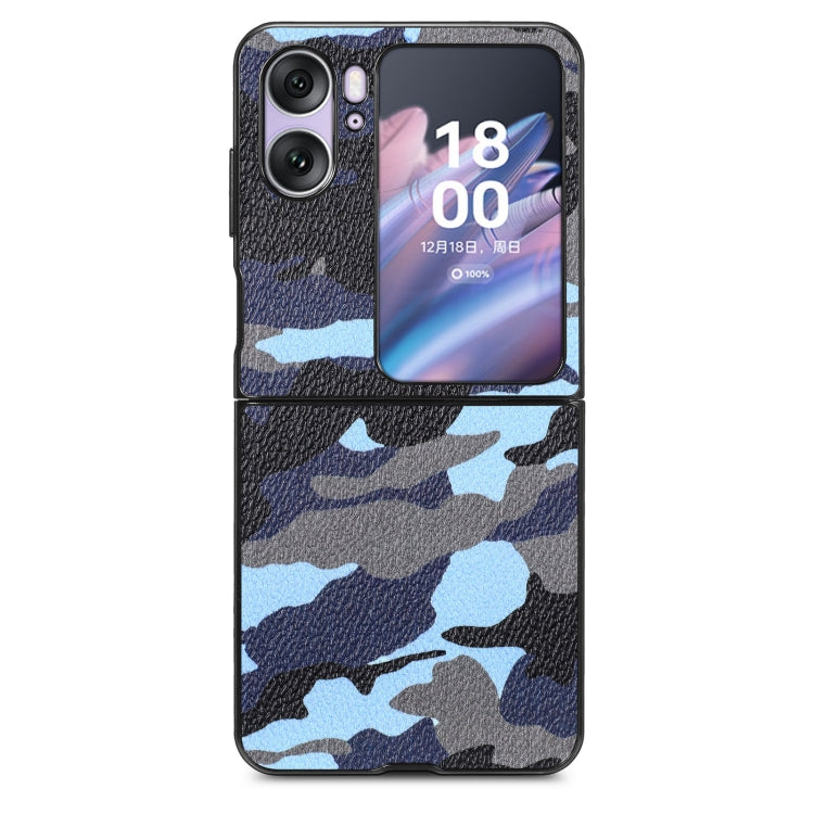 For OPPO Find N2 Flip Camouflage Leather Back Cover Phone Case