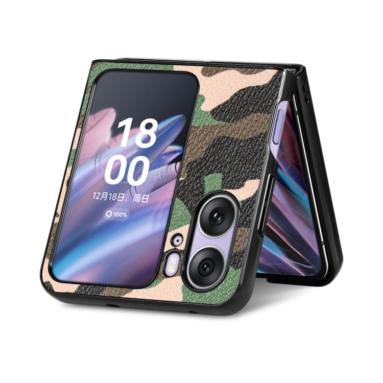 For OPPO Find N2 Flip Camouflage Leather Back Cover Phone Case