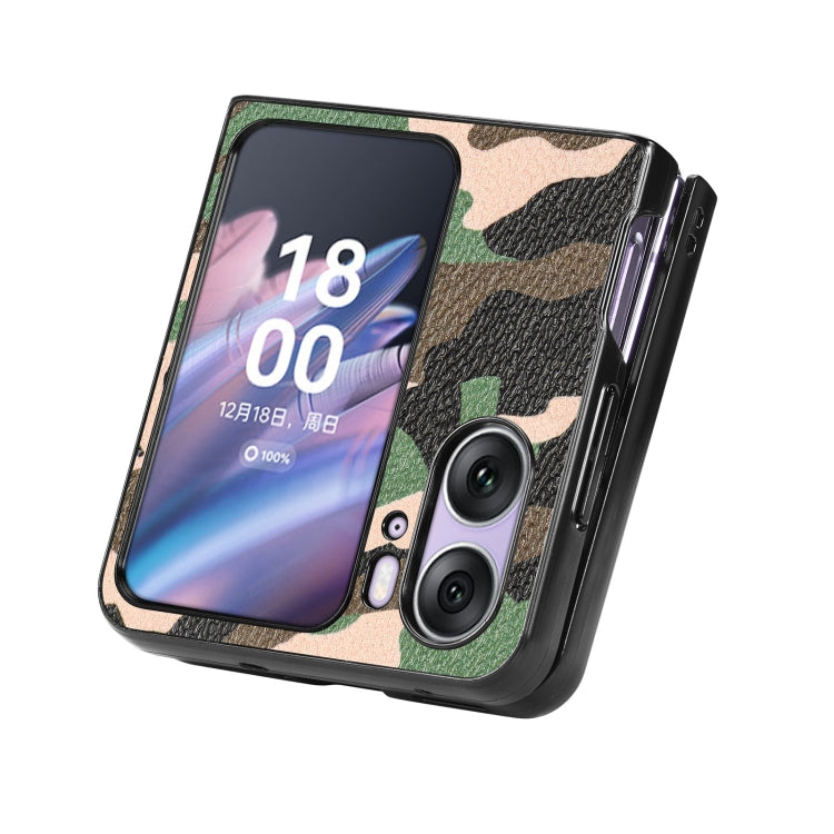 For OPPO Find N2 Flip Camouflage Leather Back Cover Phone Case