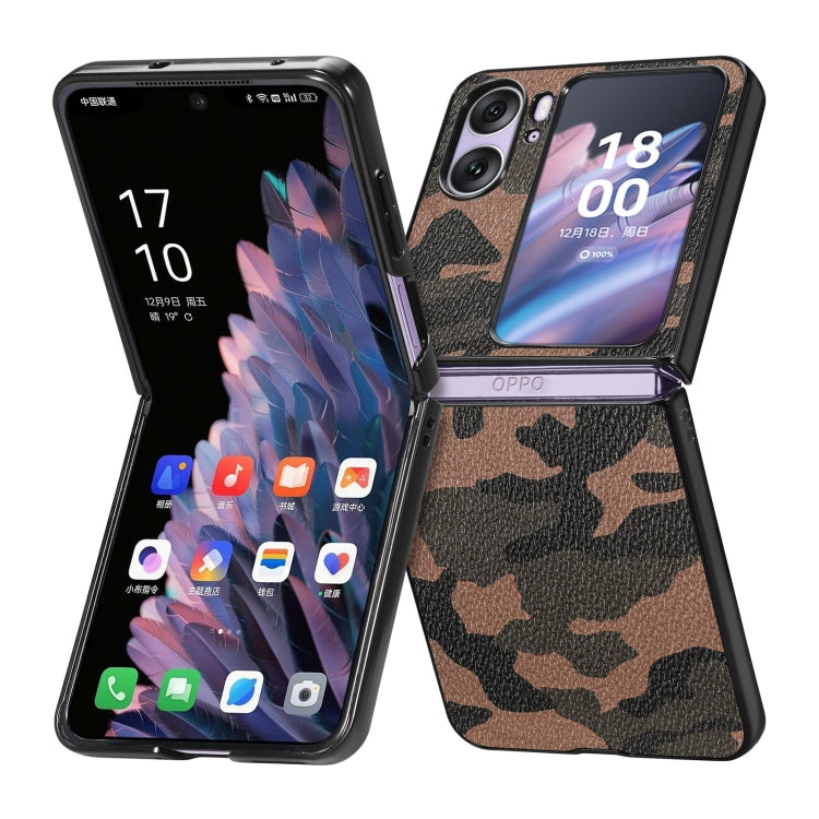 For OPPO Find N2 Flip Camouflage Leather Back Cover Phone Case
