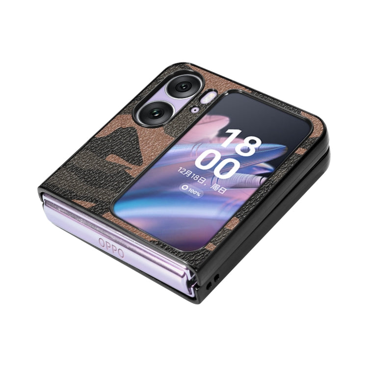 For OPPO Find N2 Flip Camouflage Leather Back Cover Phone Case