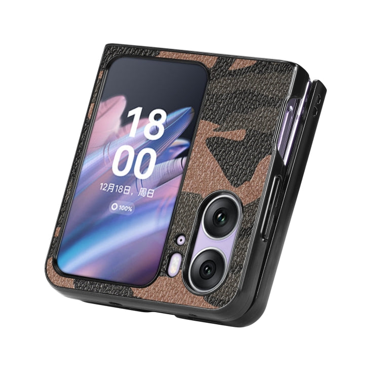 For OPPO Find N2 Flip Camouflage Leather Back Cover Phone Case