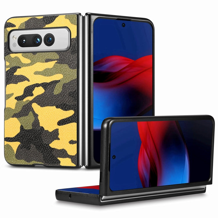 For Google Pixel Fold Camouflage Leather Back Cover Phone Case