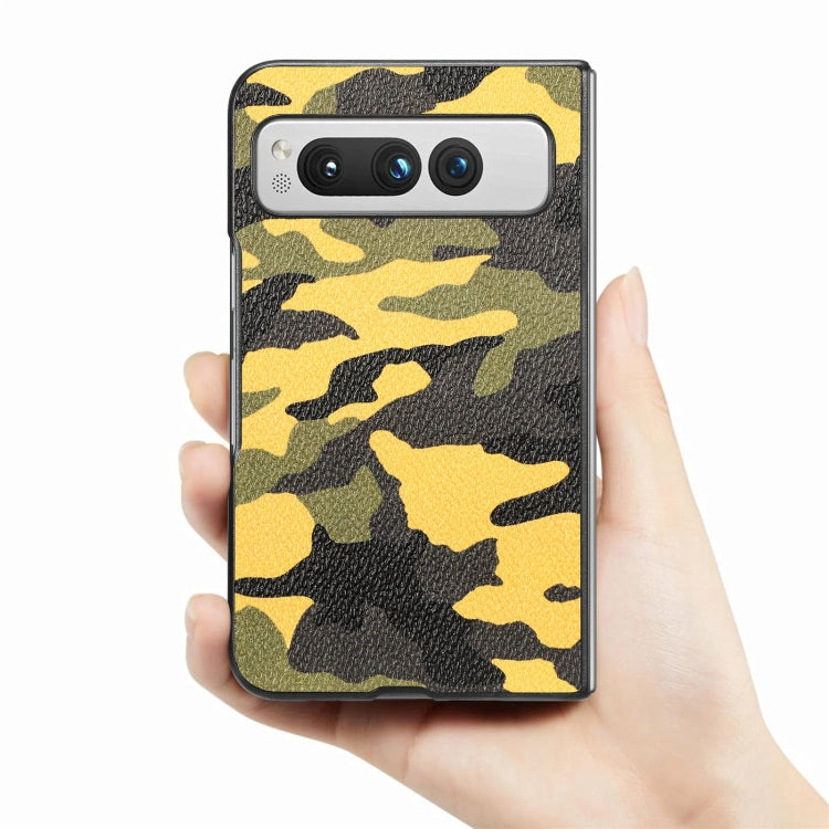 For Google Pixel Fold Camouflage Leather Back Cover Phone Case