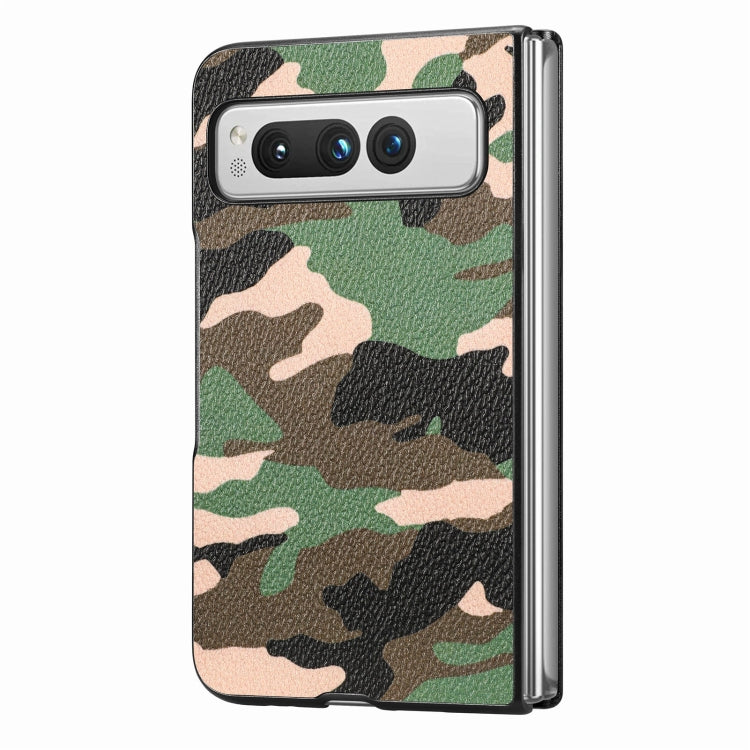 For Google Pixel Fold Camouflage Leather Back Cover Phone Case