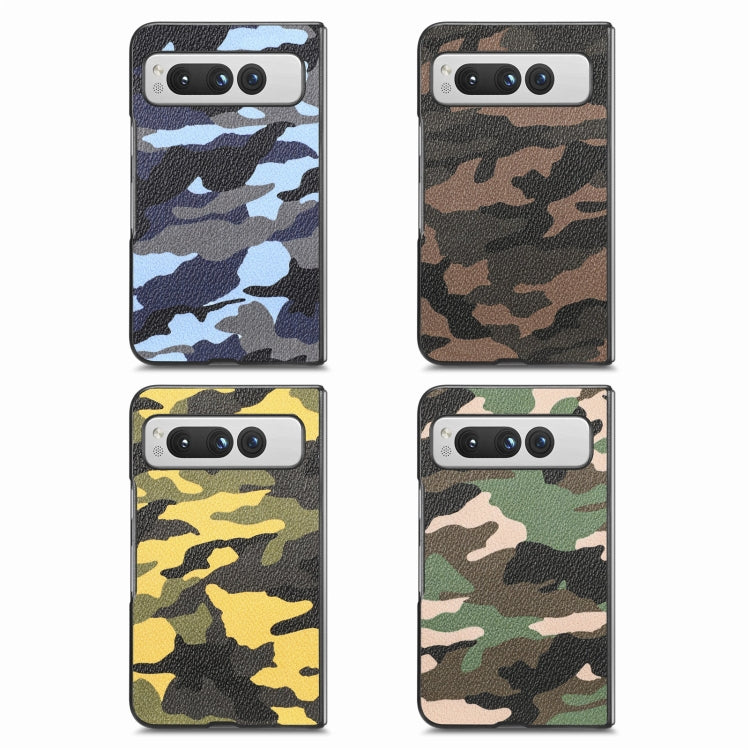 For Google Pixel Fold Camouflage Leather Back Cover Phone Case