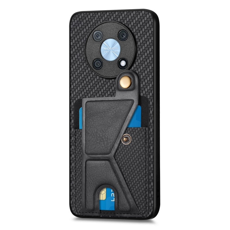 For Huawei nova Y90 Carbon Fiber Wallet Flip Card Holder Phone Case