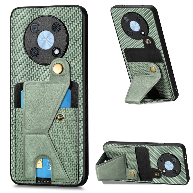 For Huawei nova Y90 Carbon Fiber Wallet Flip Card Holder Phone Case