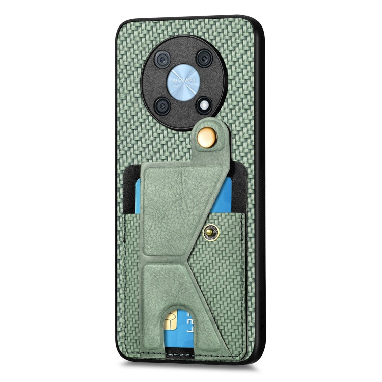 For Huawei nova Y90 Carbon Fiber Wallet Flip Card Holder Phone Case