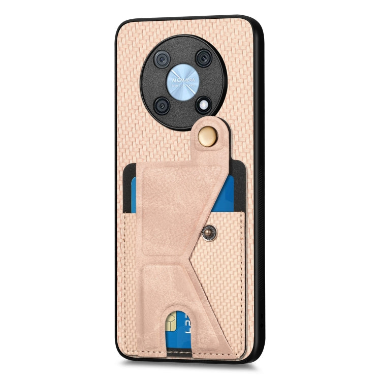 For Huawei nova Y90 Carbon Fiber Wallet Flip Card Holder Phone Case