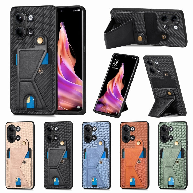 For OPPO Reno9 Carbon Fiber Wallet Flip Card Holder Phone Case