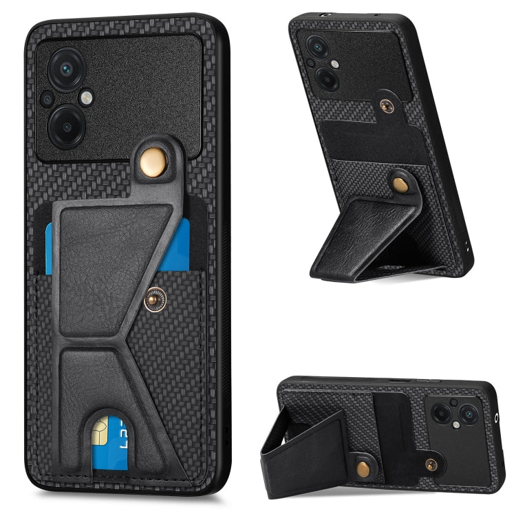 For Xiaomi Poco M5 4G Carbon Fiber Wallet Flip Card Holder Phone Case