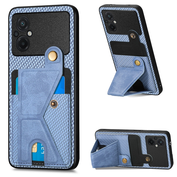 For Xiaomi Poco M5 4G Carbon Fiber Wallet Flip Card Holder Phone Case