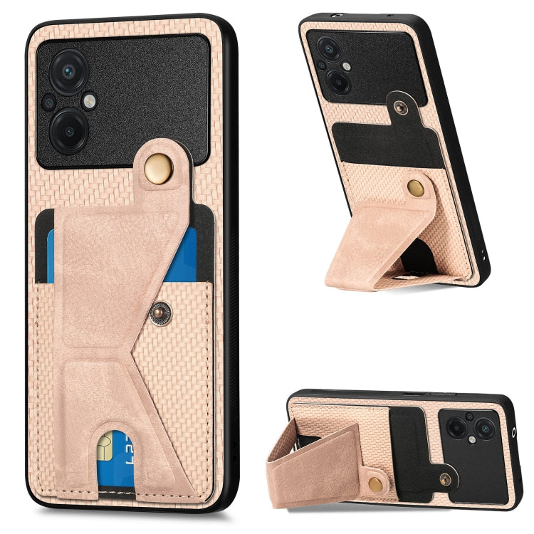 For Xiaomi Poco M5 4G Carbon Fiber Wallet Flip Card Holder Phone Case
