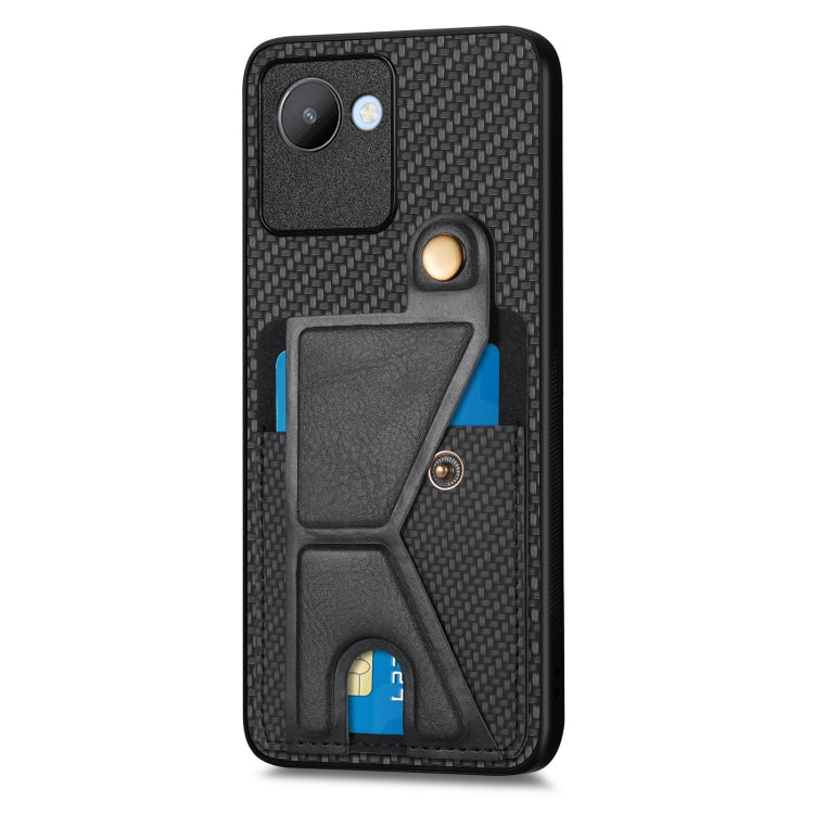For Realme C30 Carbon Fiber Wallet Flip Card Holder Phone Case