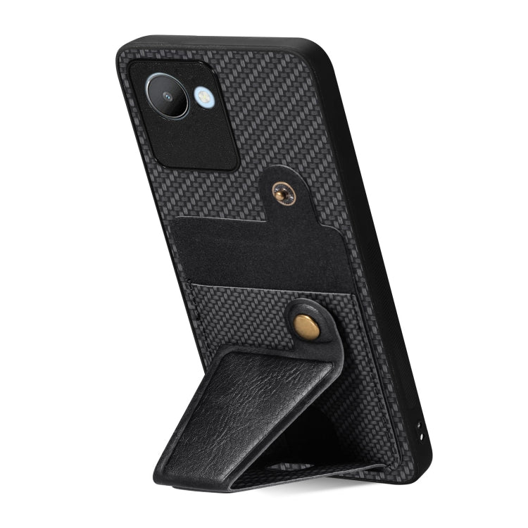 For Realme C30 Carbon Fiber Wallet Flip Card Holder Phone Case
