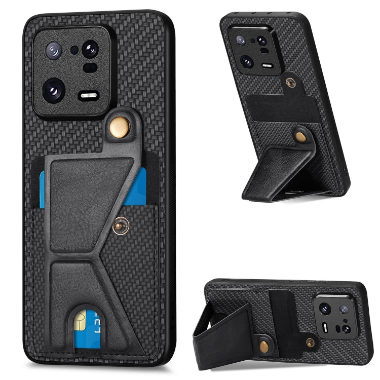 For Xiaomi 13 Pro Carbon Fiber Wallet Flip Card Holder Phone Case