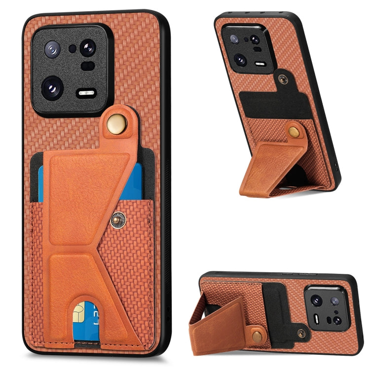 For Xiaomi 13 Pro Carbon Fiber Wallet Flip Card Holder Phone Case